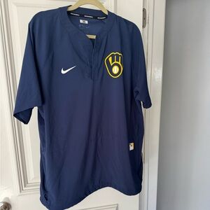 Nike Navy Brewers Baseball Jersey with Yellow Accents
